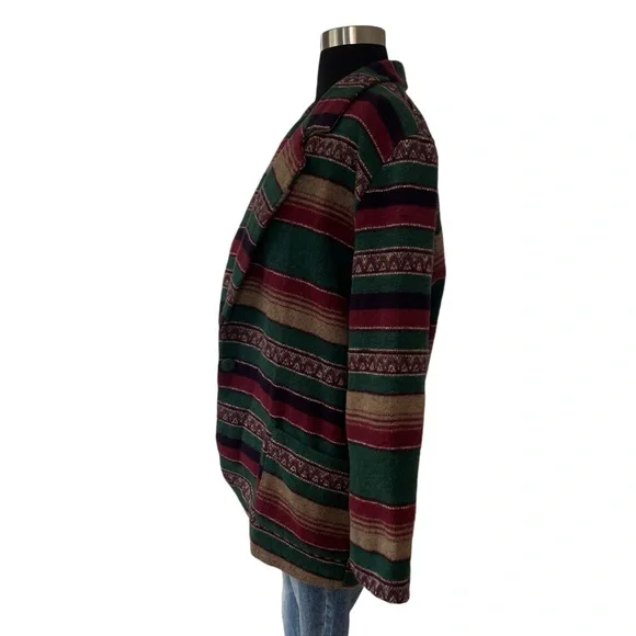 Vintage Southwestern stripe cotton blend blazer single breasted M - Picture 5 of 14